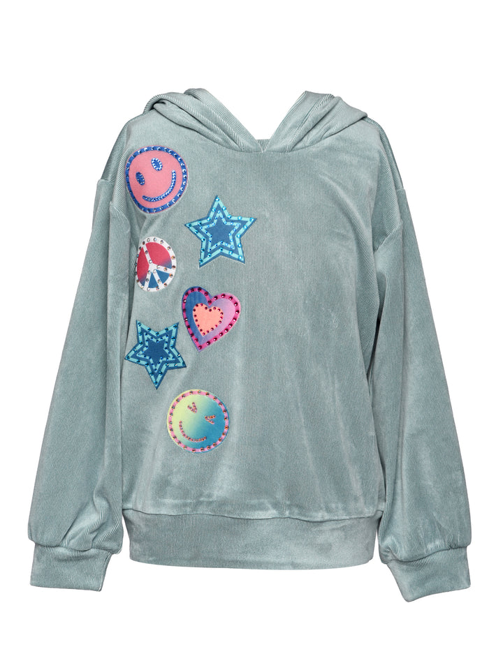 PULLOVER HOODIE WITH EMOJI APPLIQUES