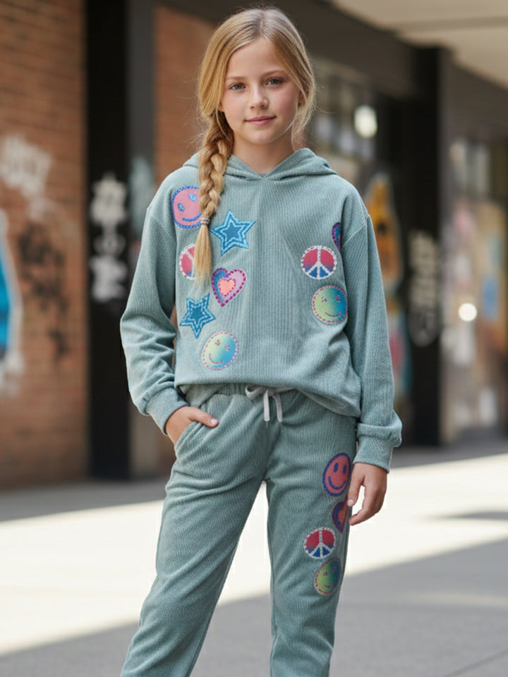 PULLOVER HOODIE WITH EMOJI APPLIQUES