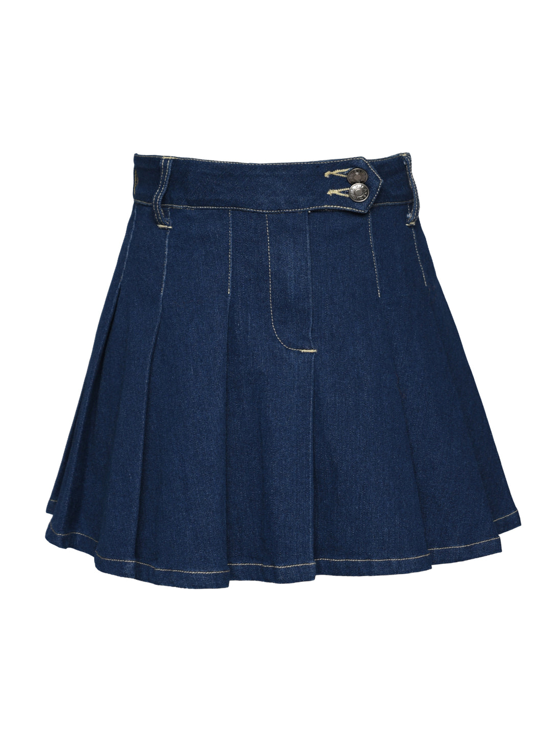 PLEATED DENIM SKIRT