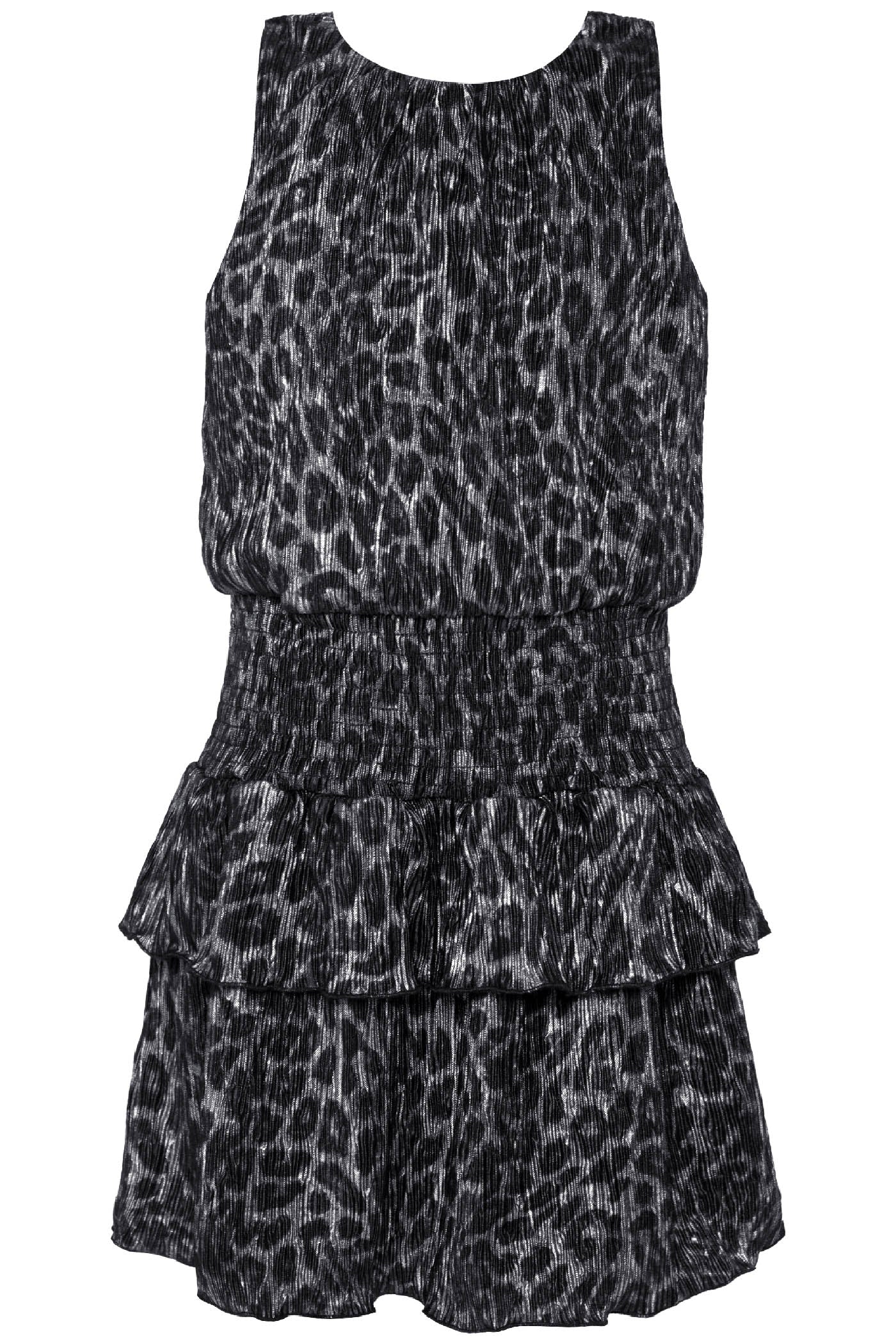 LEOPARD PRINT DRESS WITH SMOCKED YOKE