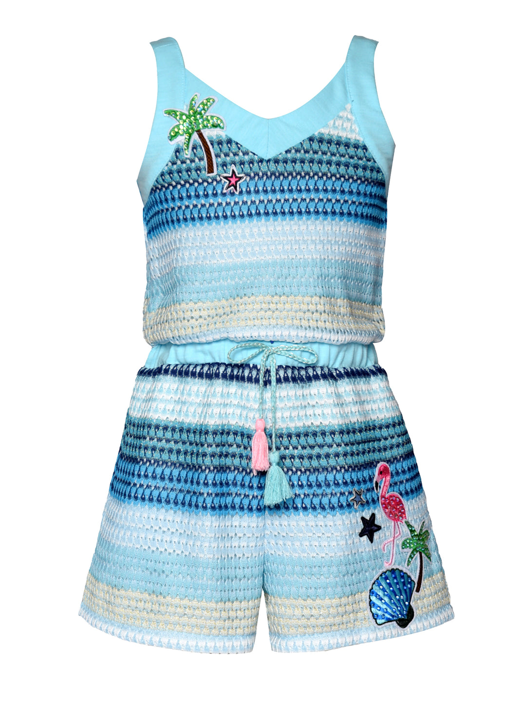 CROCHET ROMPER W/ PALM TREE PATCHES