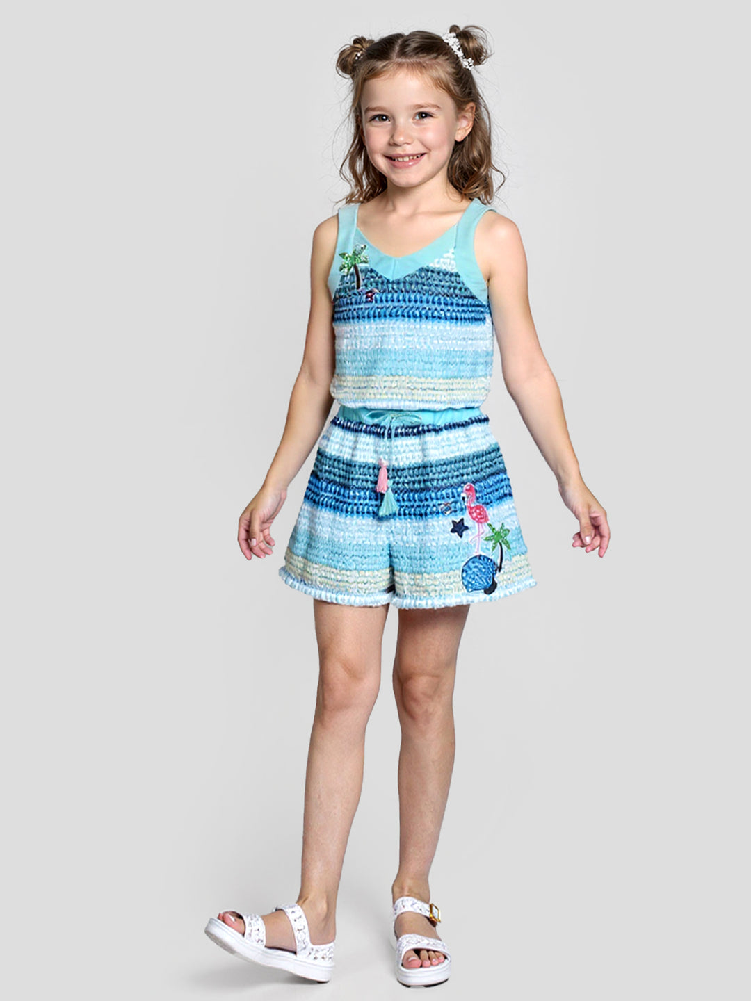 CROCHET ROMPER W/ PALM TREE PATCHES