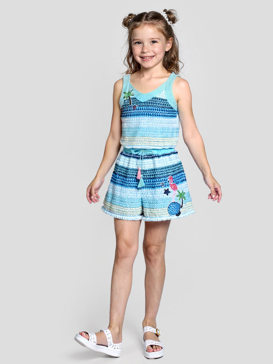 CROCHET ROMPER W/ PALM TREE PATCHES