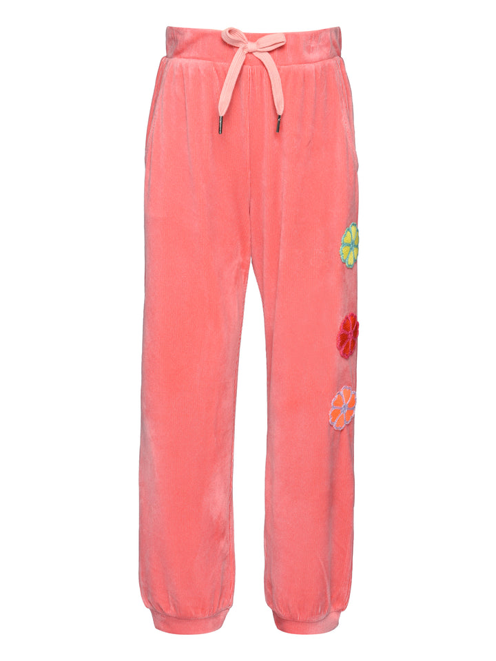 PULL-ON JOGGER PANTS WITH FLOWER TRIM