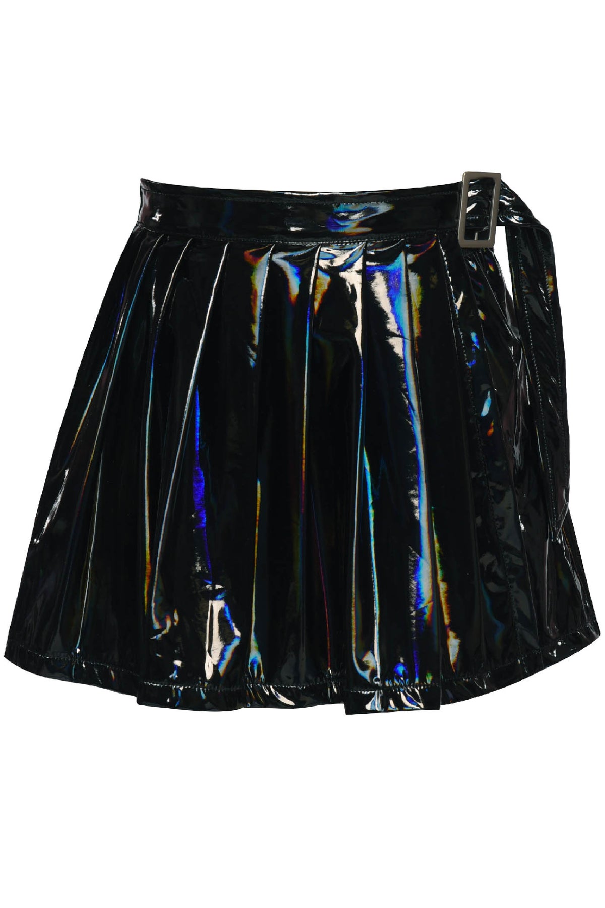 PLEATED SKORT WITH ELASTIC WAIST (FAUX LEATHER)