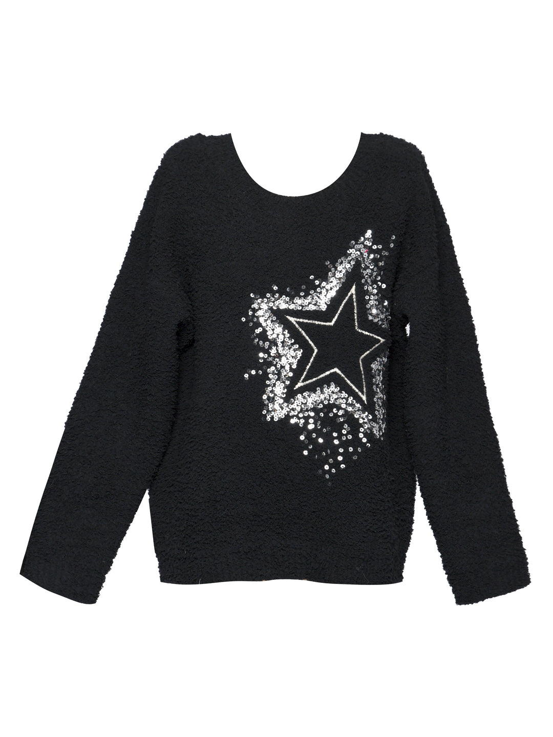 KNIT PULLOVER SWEATER W/ EMBROIDERED STAR