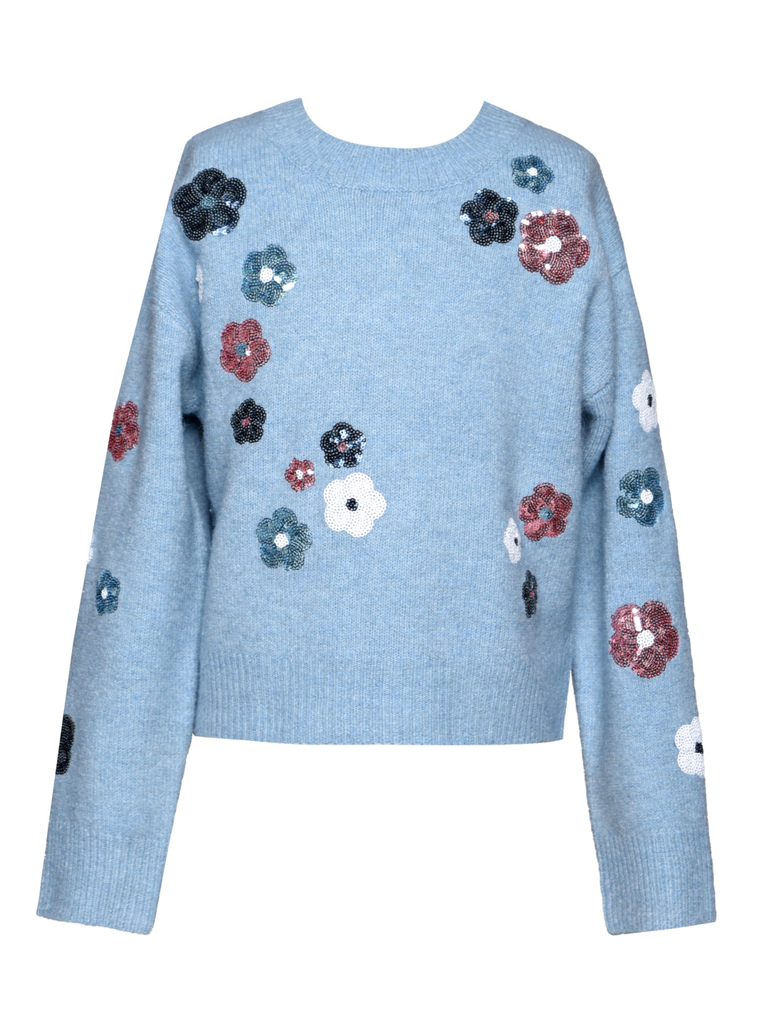 SEQUIN FLORAL KNIT SWEATER