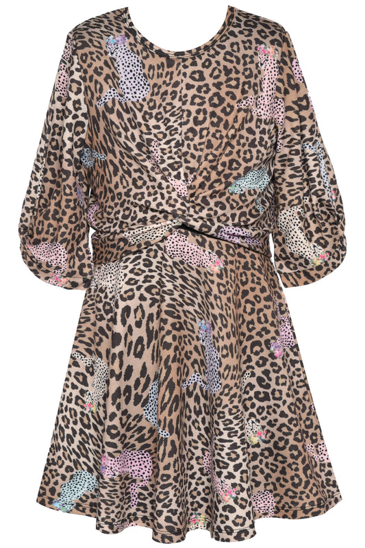 CHEETAH PRINT DRESS WITH TWIST FRONT