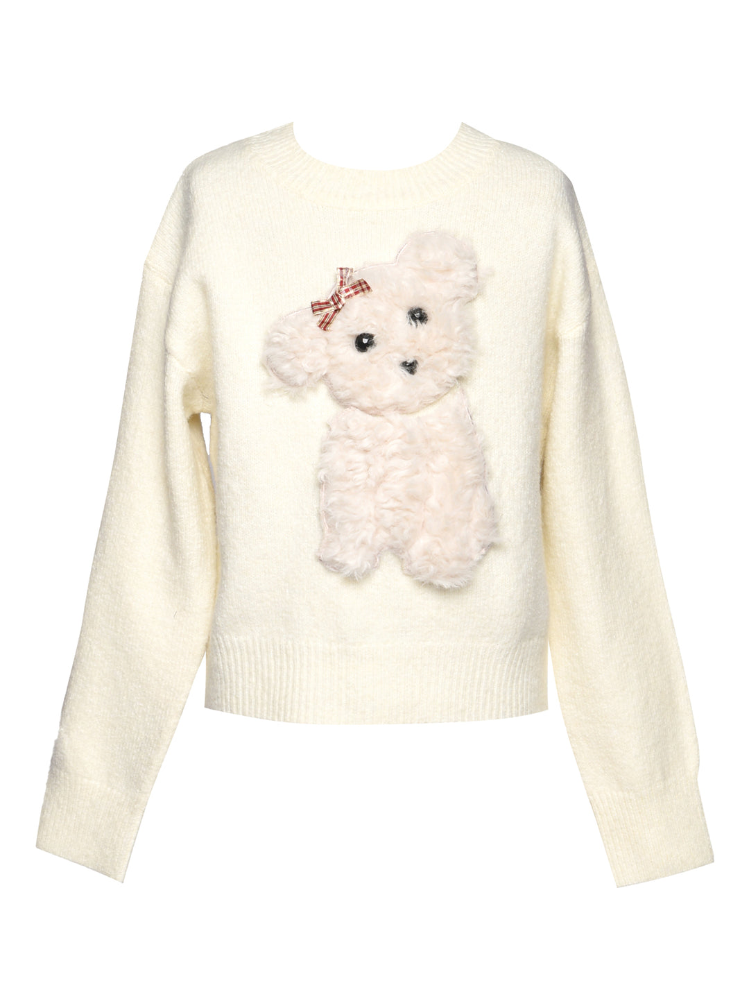 PULLOVER KNIT SWEATER WITH 3D DOG PATCH