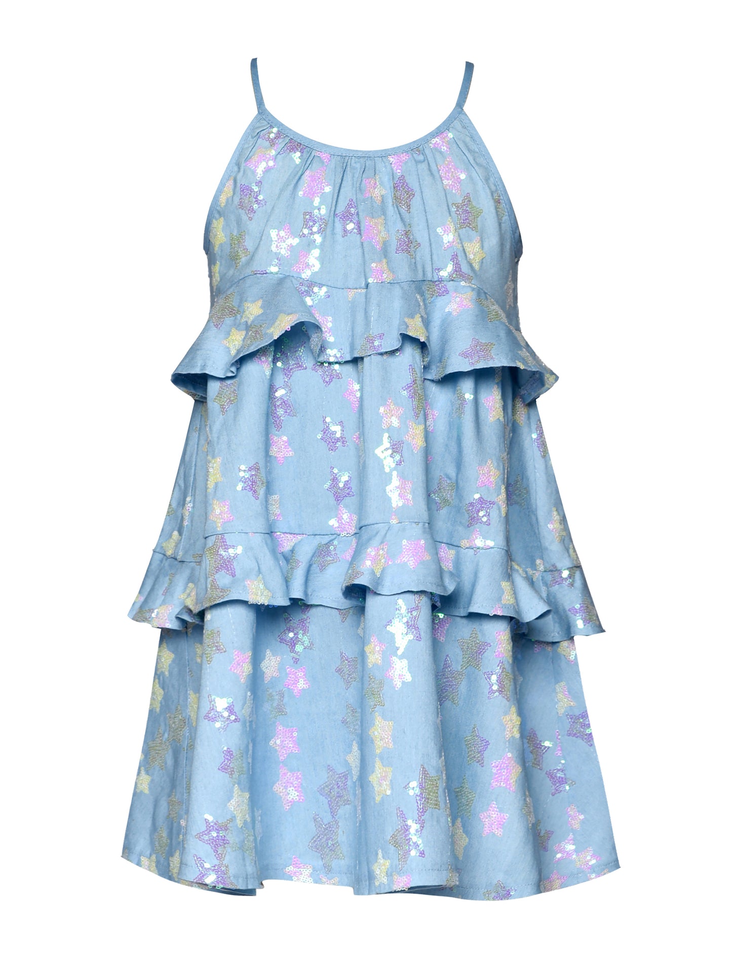 STAR SEQUIN RUFFLE DRESS