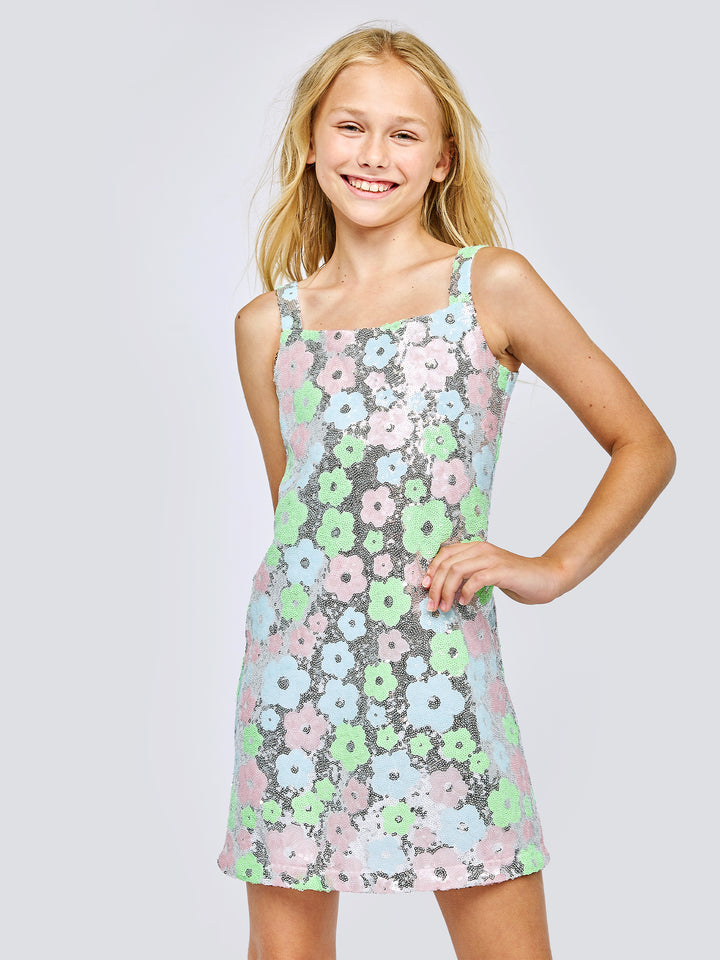 FLOWER SEQUIN DRESS