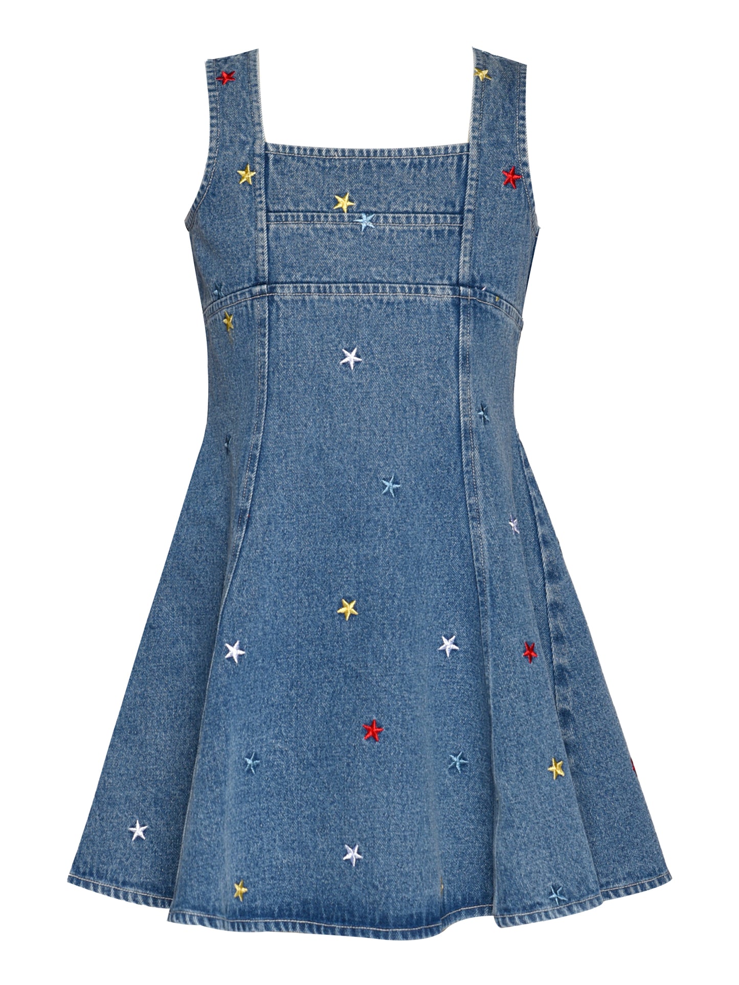 FIT AND FLARE EMBROIDERY STAR DRESS