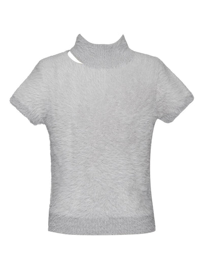 Big l Tween Girl’s Fuzzy Short Sleeve Cutout Top