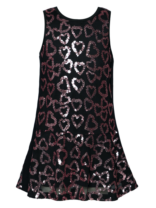HEART SEQUIN DROP-WAIST DRESS