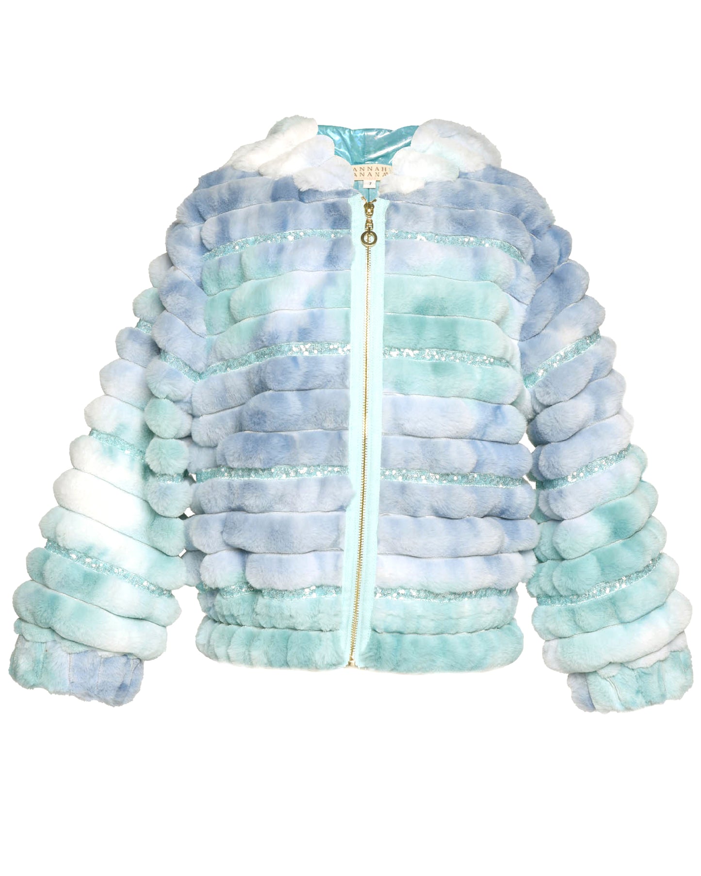TIE DYE HOODIE JACKET WITH SEQ TRIM (FAUX FUR)