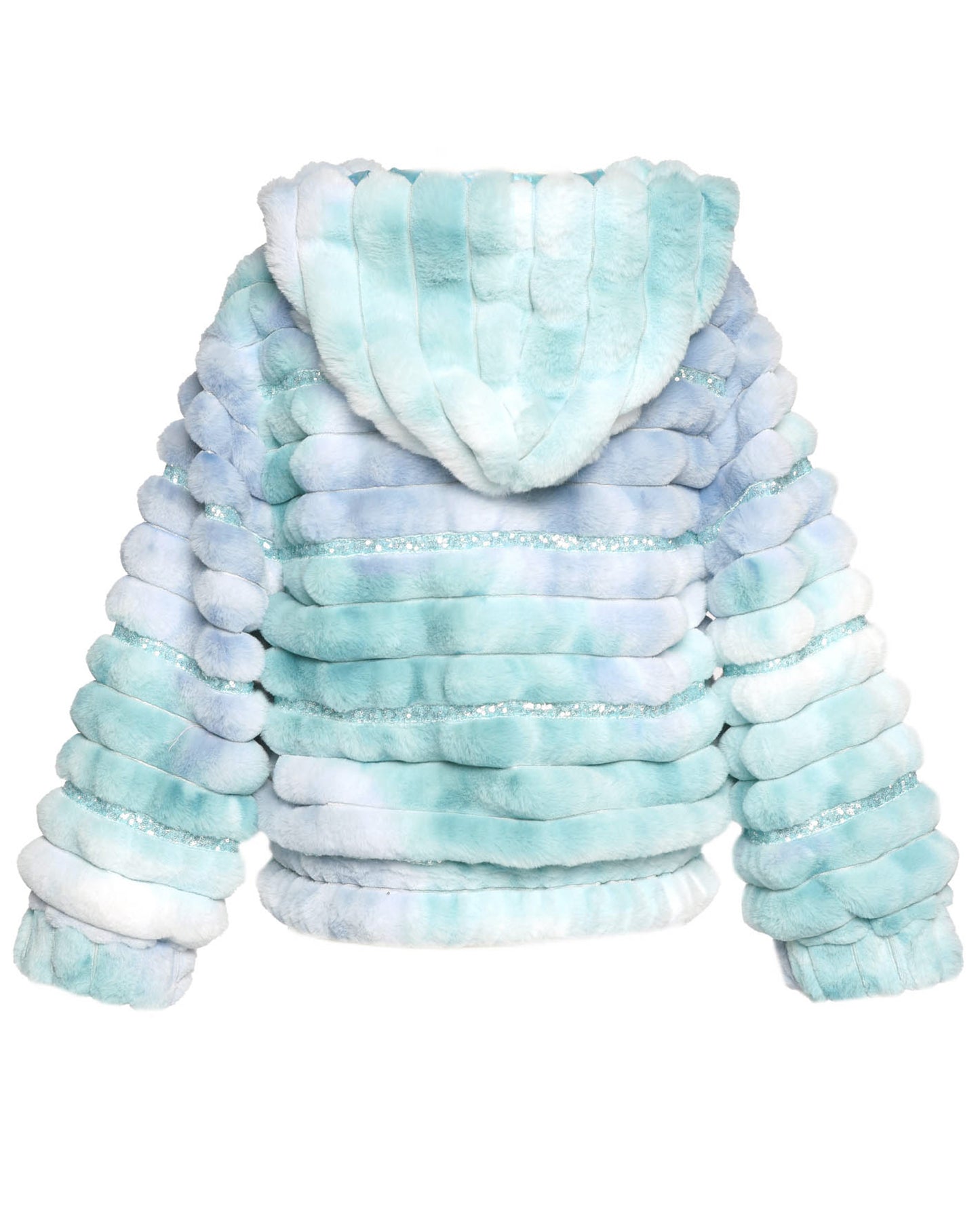 TIE DYE HOODIE JACKET WITH SEQ TRIM (FAUX FUR)