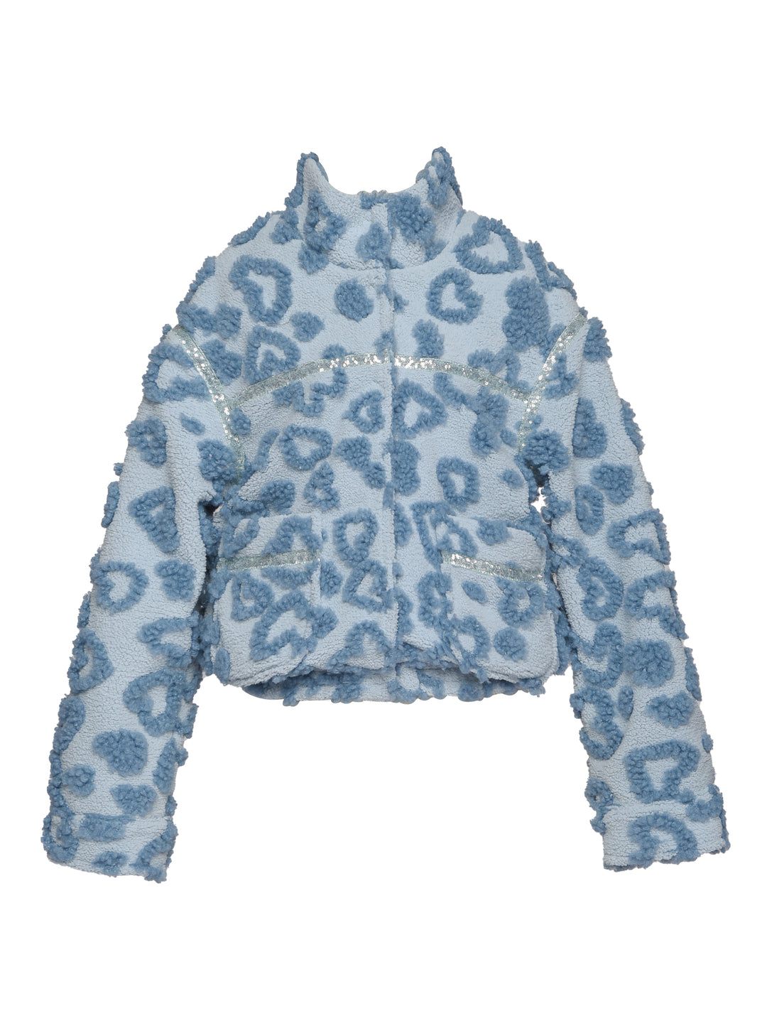 HEART EMBOSSED FAUX SHERPA JACKET