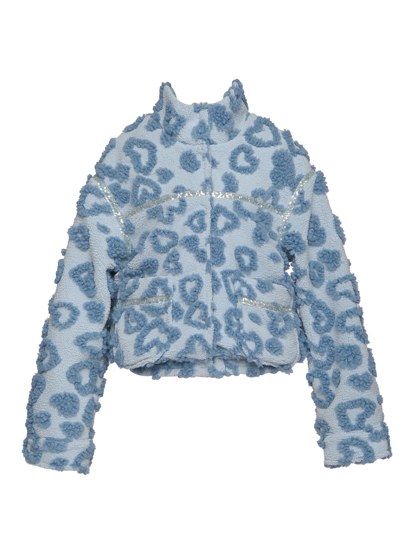 HEART EMBOSSED FAUX SHERPA JACKET