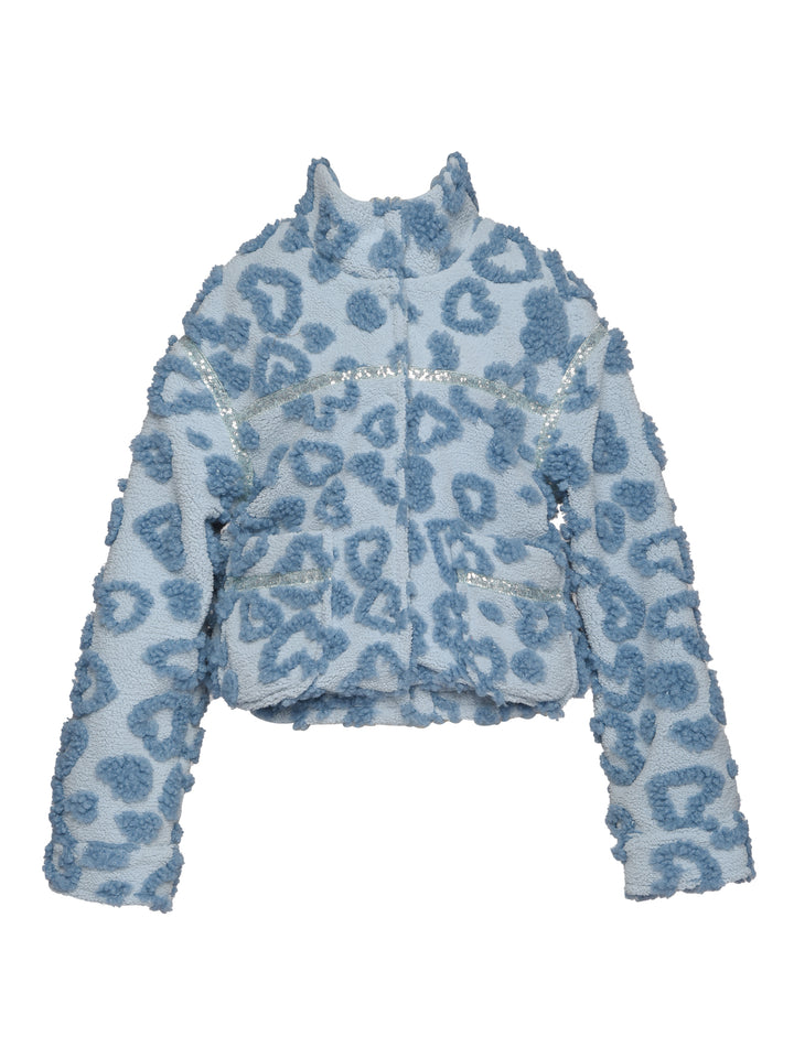 HEART EMBOSSED FAUX SHERPA JACKET