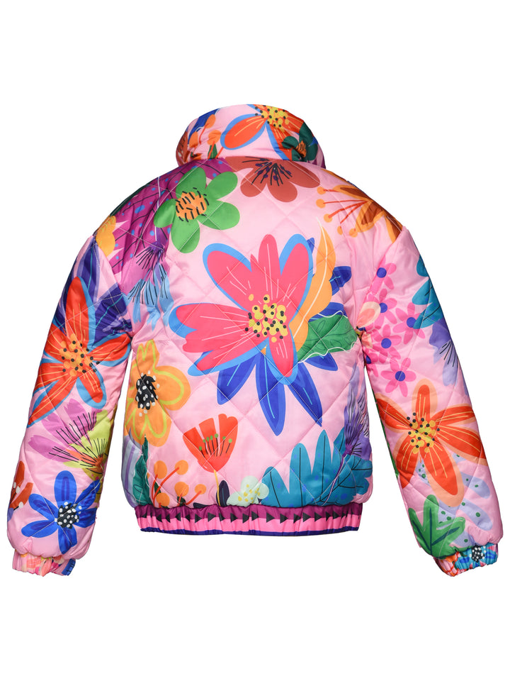 REVERSIBLE FLOWER & DOG PUFFER JACKET