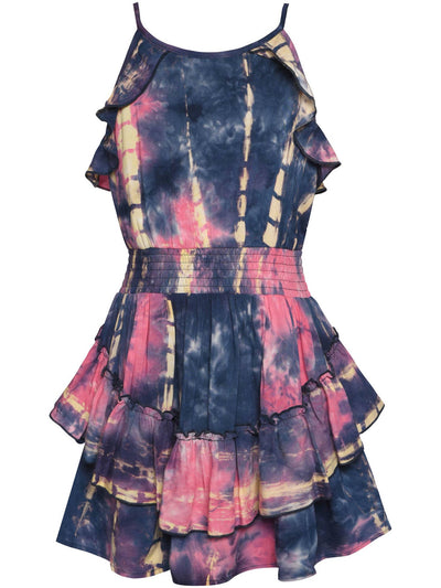 Little l Big l Tween Tie Dye Ruffle Smocked Dress