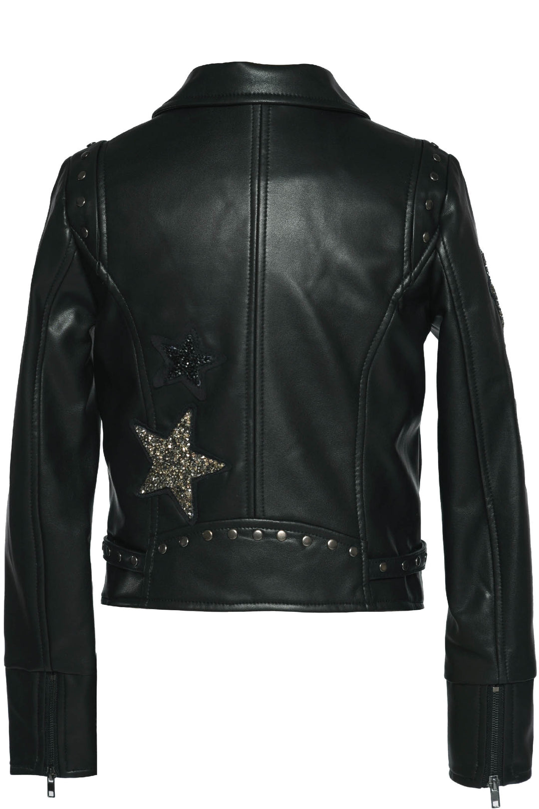 MOTO JACKET WITH RHINESTONE STARS (FAUX LEATHER)