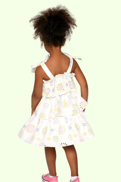 Toddler l Little Girl Pastel Embroidered Eyelet Tiered Dress