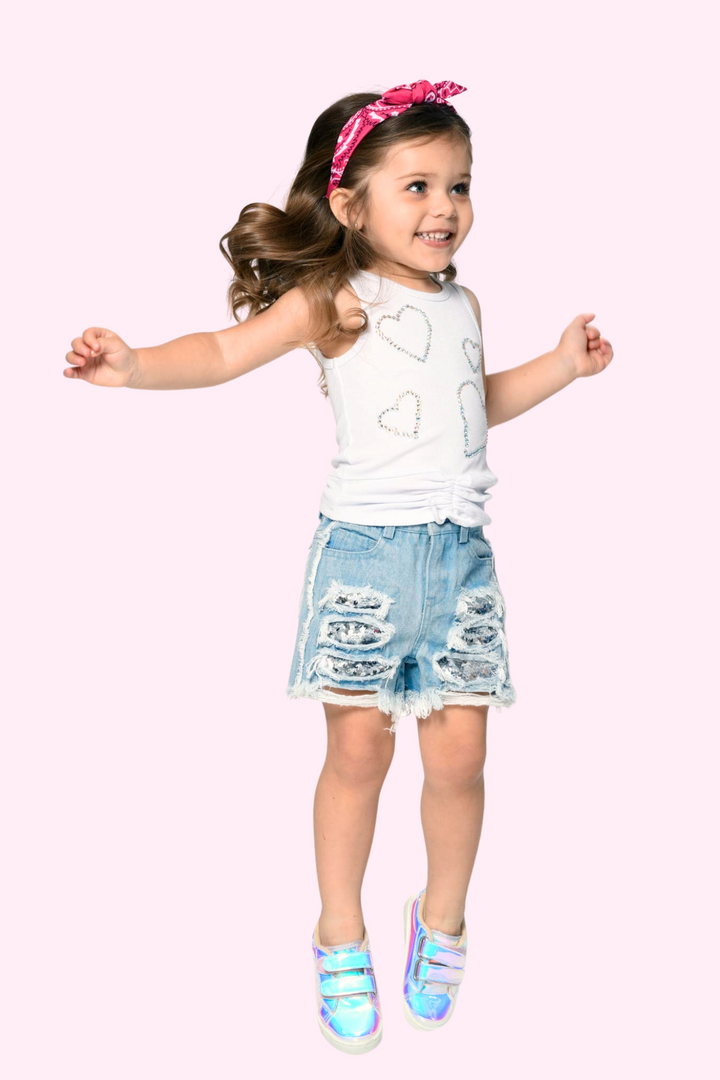 Infant l Toddler l Little Girls Heart Rhinestone Detail Tank Top