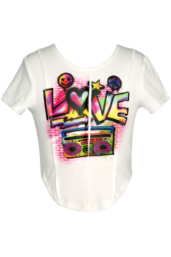 Little l Big Tween Girls Love Graphic Boom Box Top