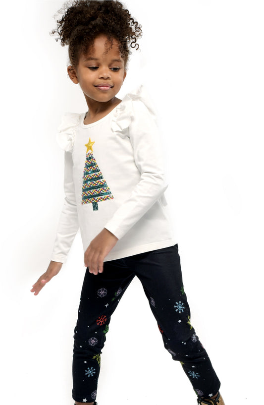 Toddler l Little Girls Long Sleeve Sequin Christmas Tree Tee