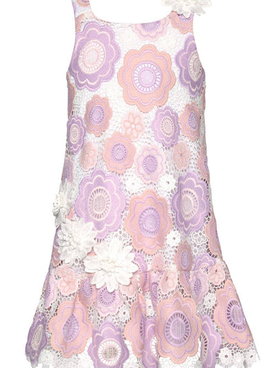 Toddler l Little Girl’s Pastel Floral Crochet A-Line Dress