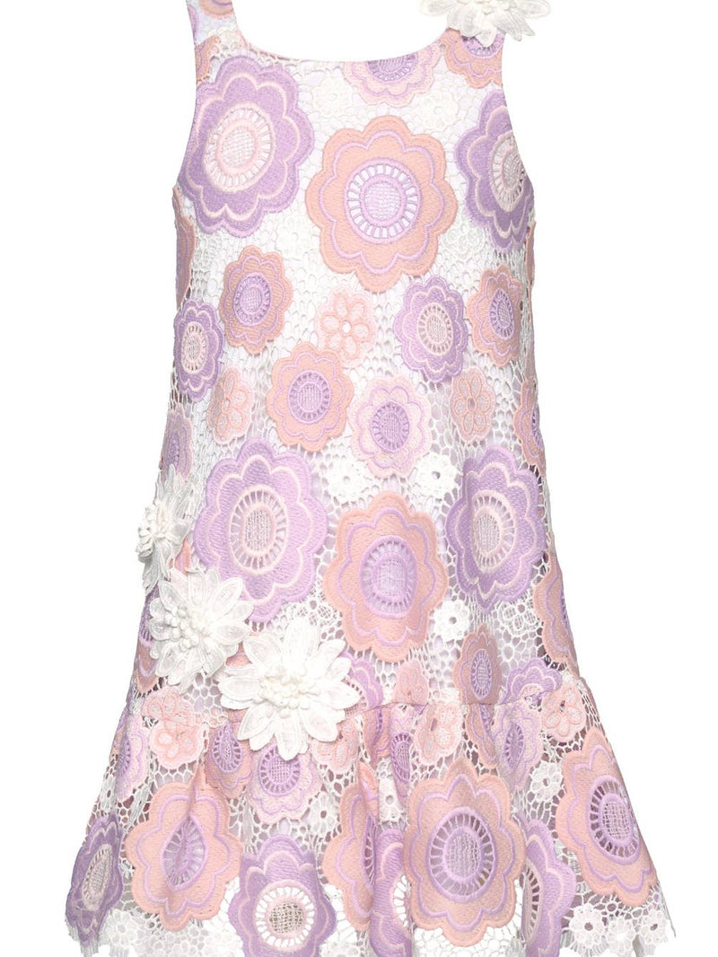 Toddler l Little Girl’s Pastel Floral Crochet A-Line Dress