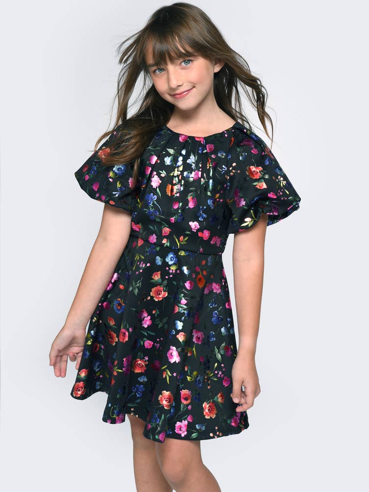 Little l Tween Girl’s Foiled Floral Print Party Dress