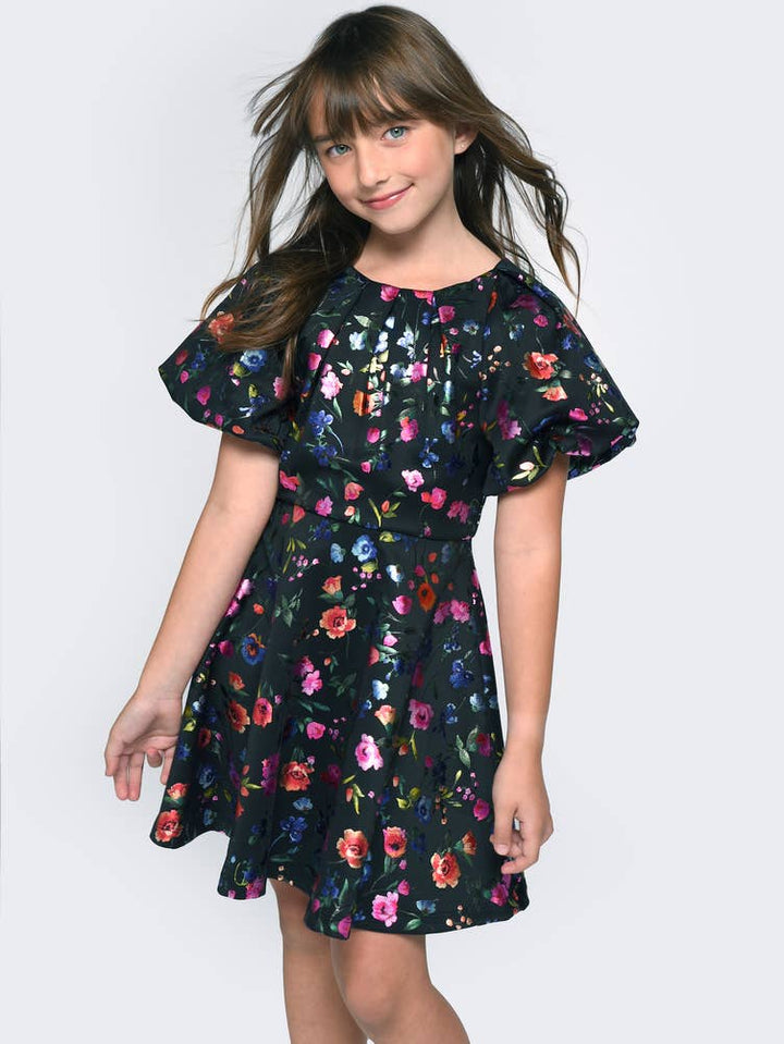 Little l Tween Girl’s Foiled Floral Print Party Dress