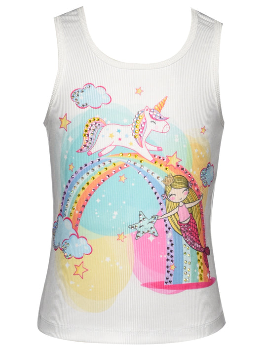 UNICORN AND MERMAID PRINT TANK TOP
