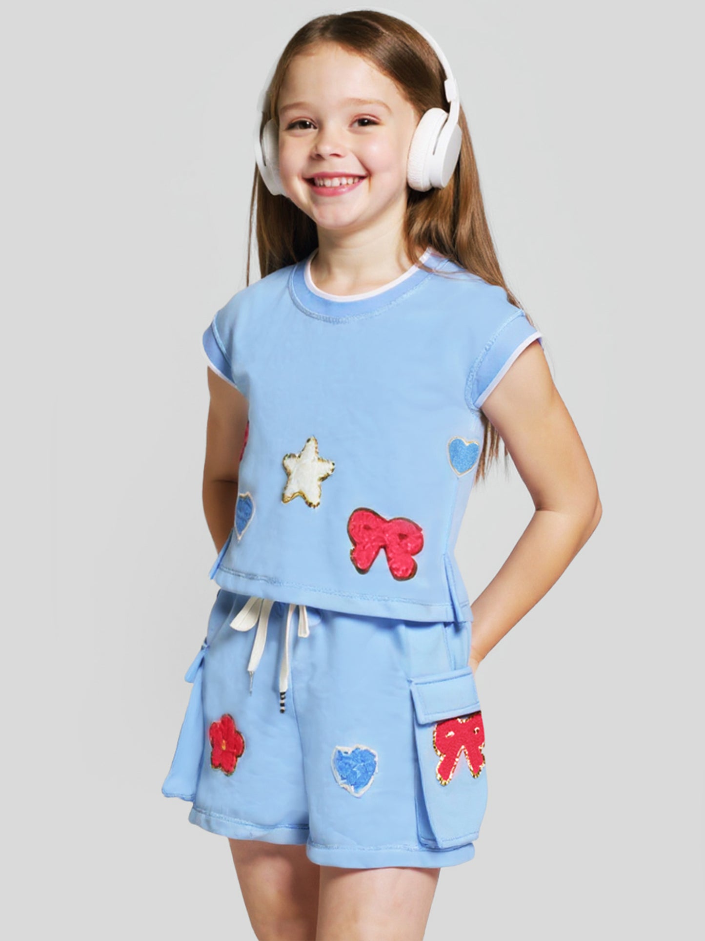 CAP SLEEVE TOP W/ PATCH DETAIL