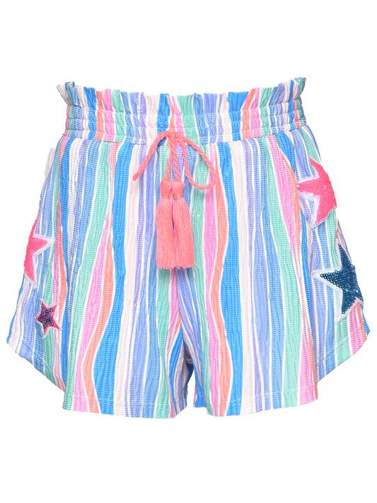 STRIPE SHORTS W/ STAR TRIM DETAIL