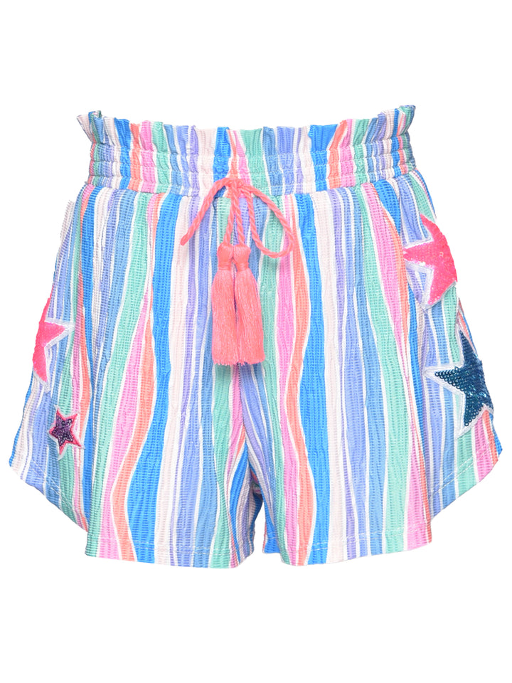 STRIPE SHORTS W/ STAR TRIM DETAIL