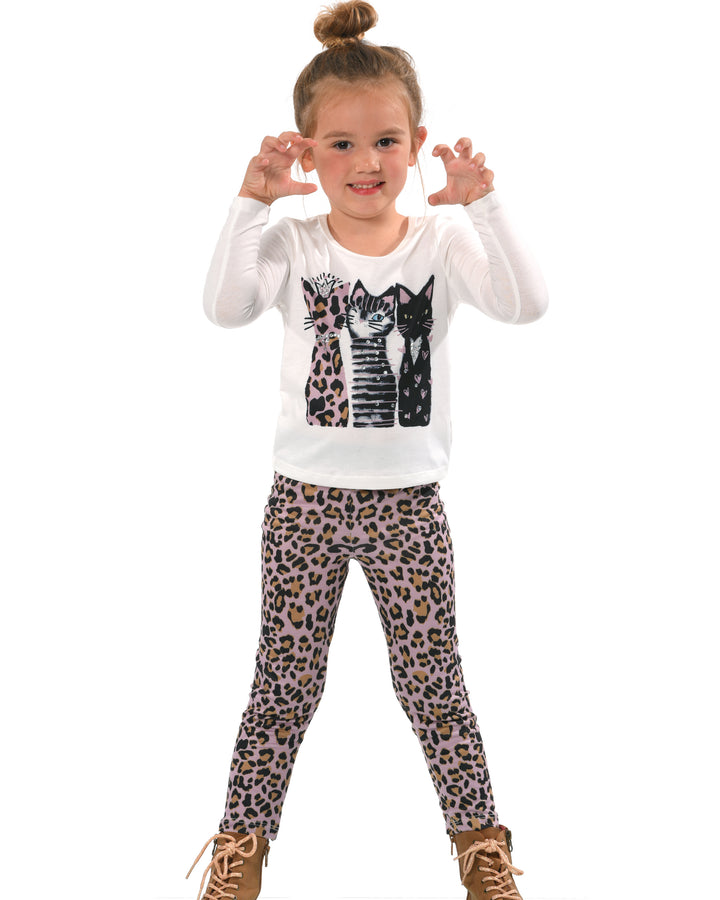 Long sleeve top with 3 glamours cats