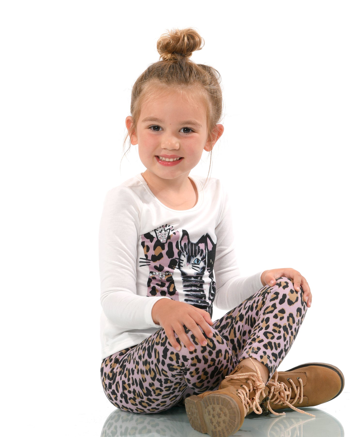 Long sleeve top with 3 glamours cats