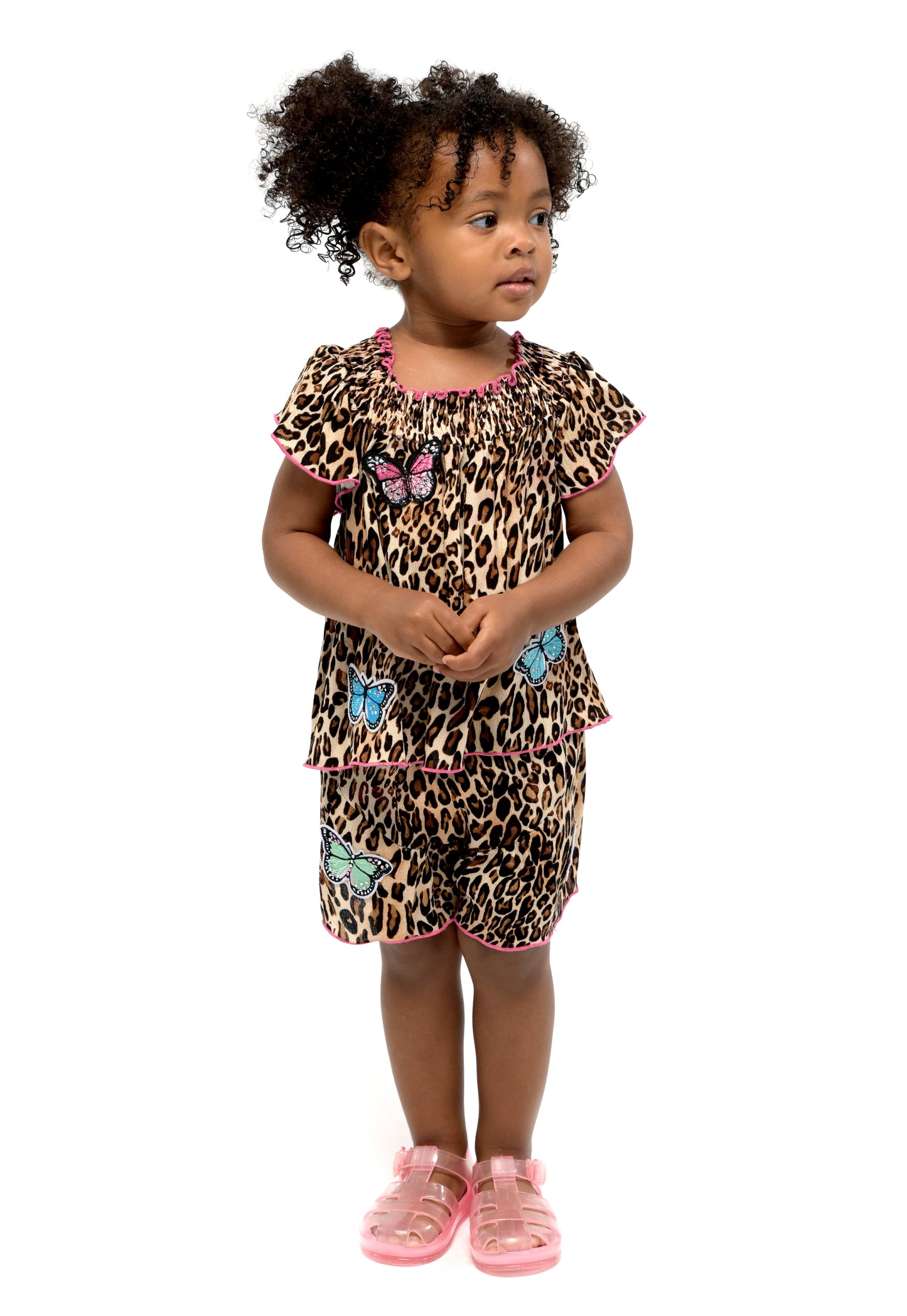 Little Girl’s Animal Patch Butterfly Smock Top