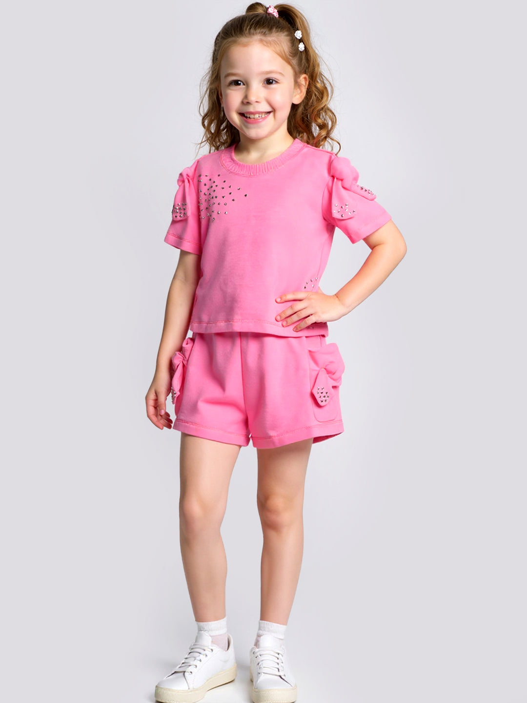 KNOT SLEEVE TOP W/ RHINESTONE DETAIL
