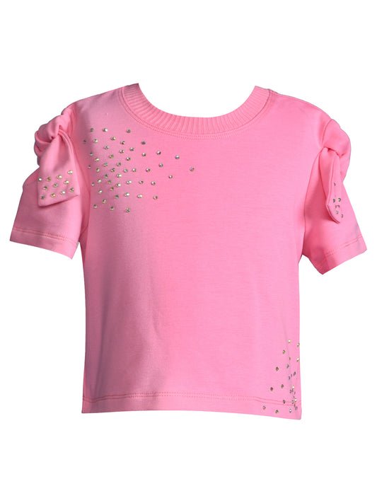 KNOT SLEEVE TOP W/ RHINESTONE DETAIL