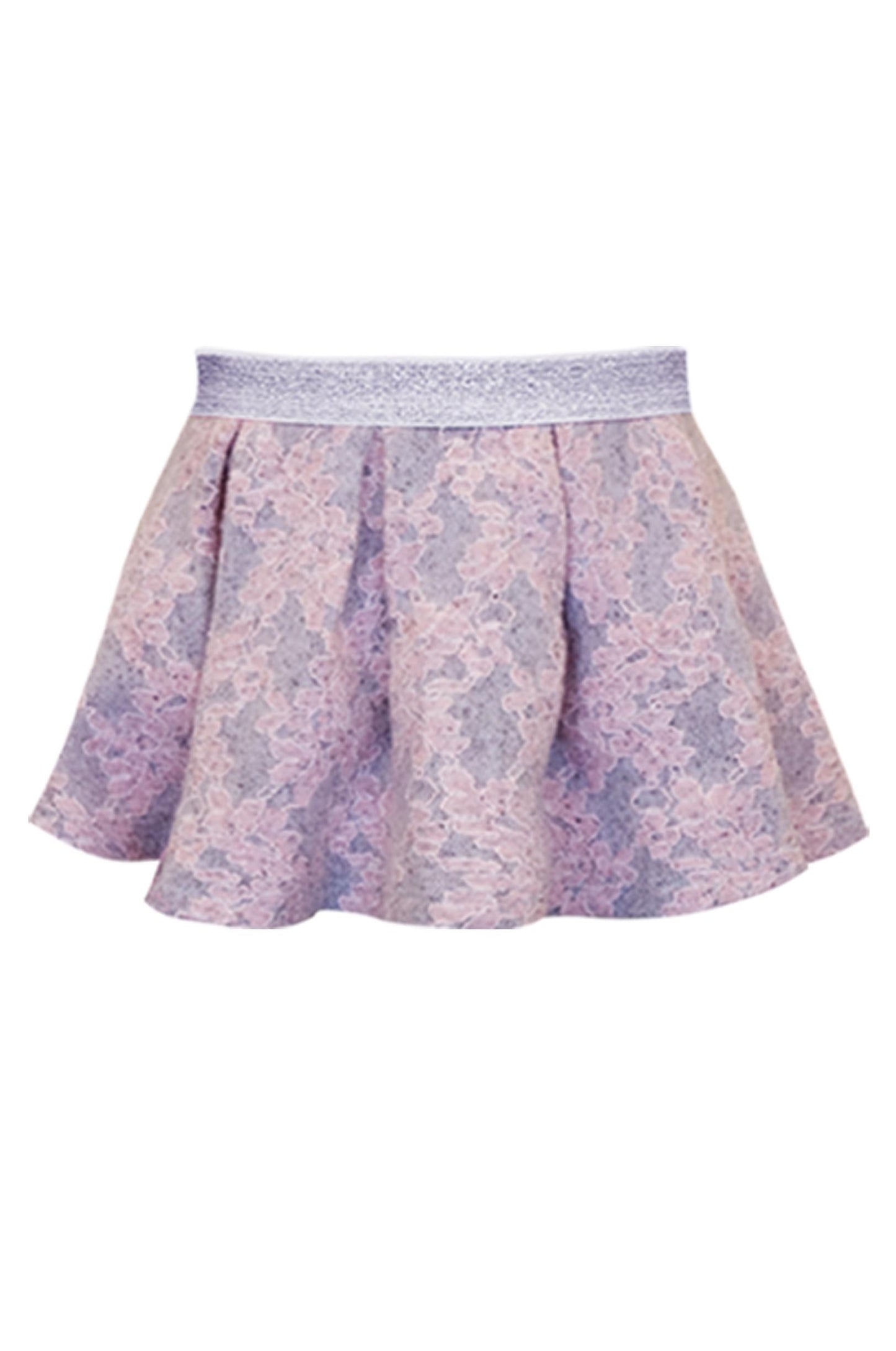 GREY SKIRT WITH LACE OVERLAY ANS SILVER WAIST.