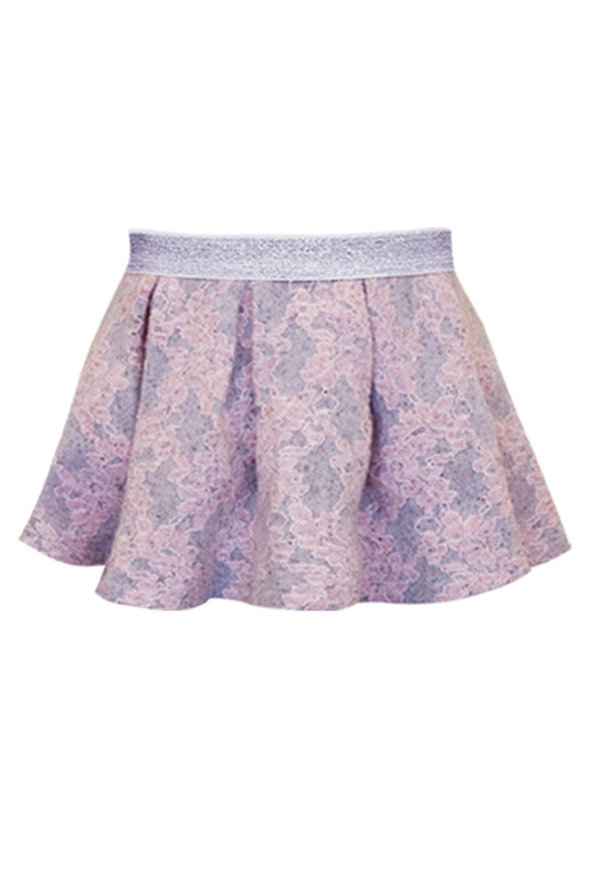 GREY SKIRT WITH LACE OVERLAY ANS SILVER WAIST.