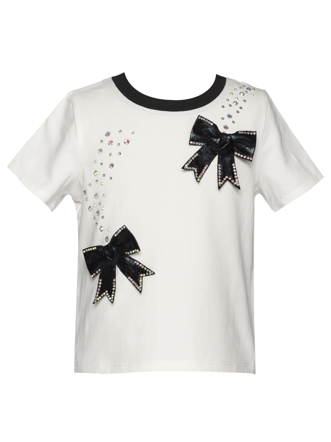 TOP W/ FAUX LEATHER BOW DETAIL