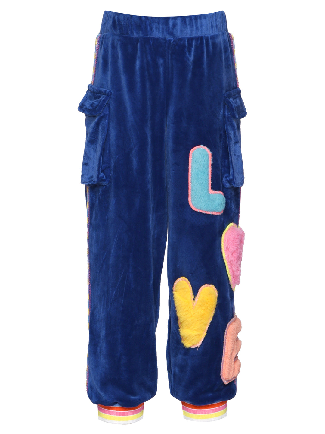 JOGGER W/ SIDE POCKETS AND FAUX FUR LOVE DETAIL