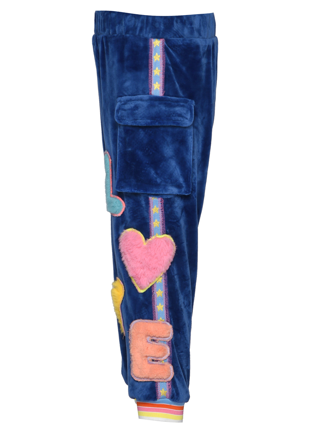 JOGGER W/ SIDE POCKETS AND FAUX FUR LOVE DETAIL