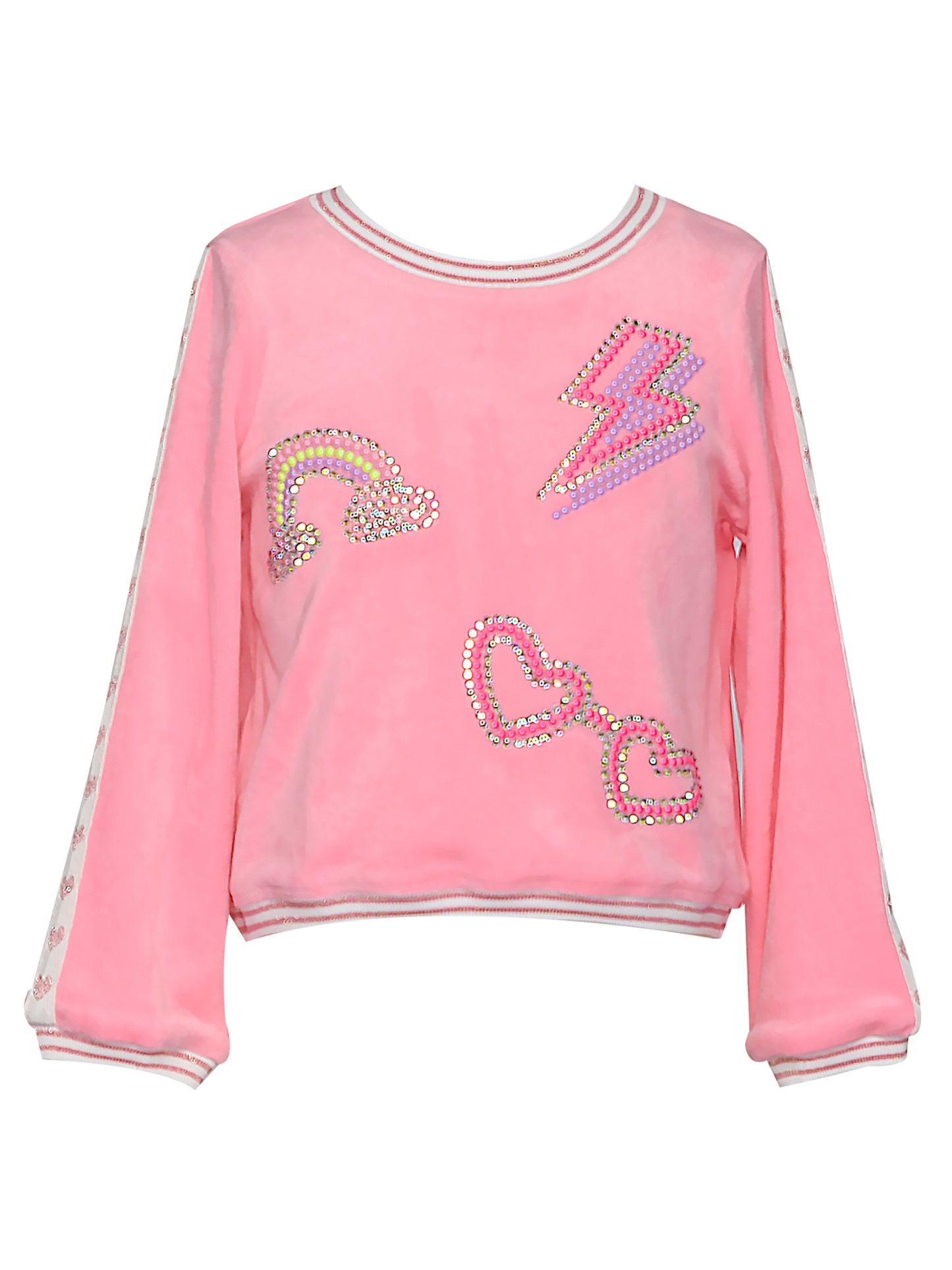 L/S VELOUR TOP W/ RHINESTONE DETAIL