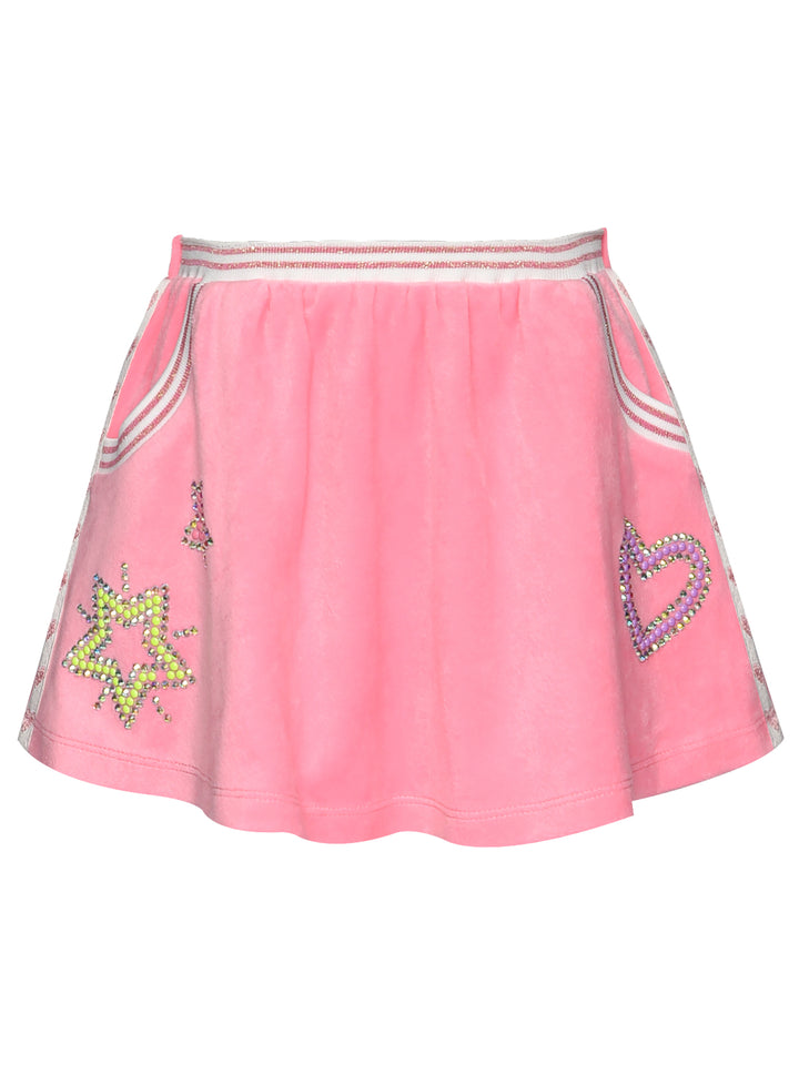 VELOUR SKIRT W/ RHINESTONE DETAIL